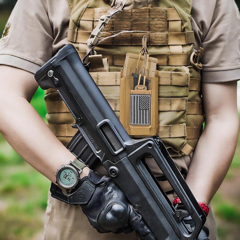 FRTKK حقيبة مجلات مولي مفتوحة من نوع فردي/ثنائي/ثلاثي لـ 5.56 مم M4 M16 AK AR Glock M1911 9 مم مع شارة علم الولايات المتحدة - Image 5